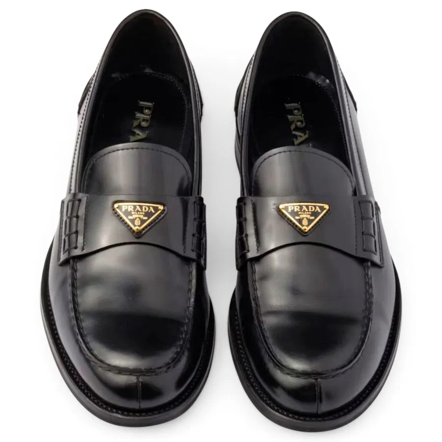 Prada — Mocassins en cuir chocolate